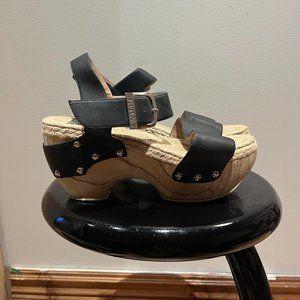 Black RUSHMORE Discontinued Fluevog Clog Sandal  Sz 8